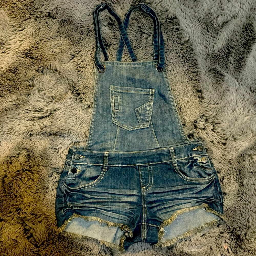 Denim short overalls